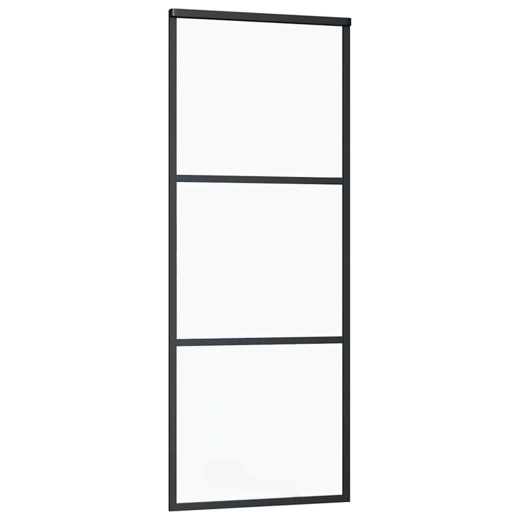 vidaXL Drzwi przesuwne z zestawem okuć czarne 76x205 cm ESG szkło