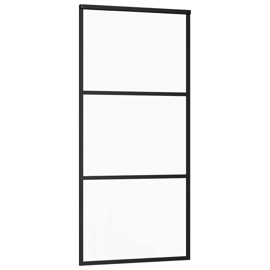 vidaXL Drzwi przesuwne z zestawem okuć czarne 90x205 cm ESG szkło
