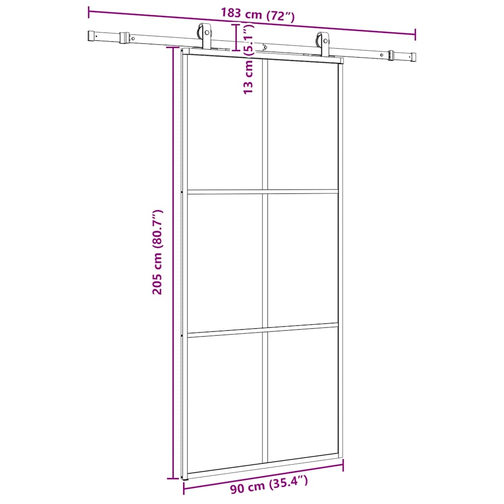 vidaXL Drzwi przesuwne z zestawem okuć czarne 90x205 cm ESG szkło