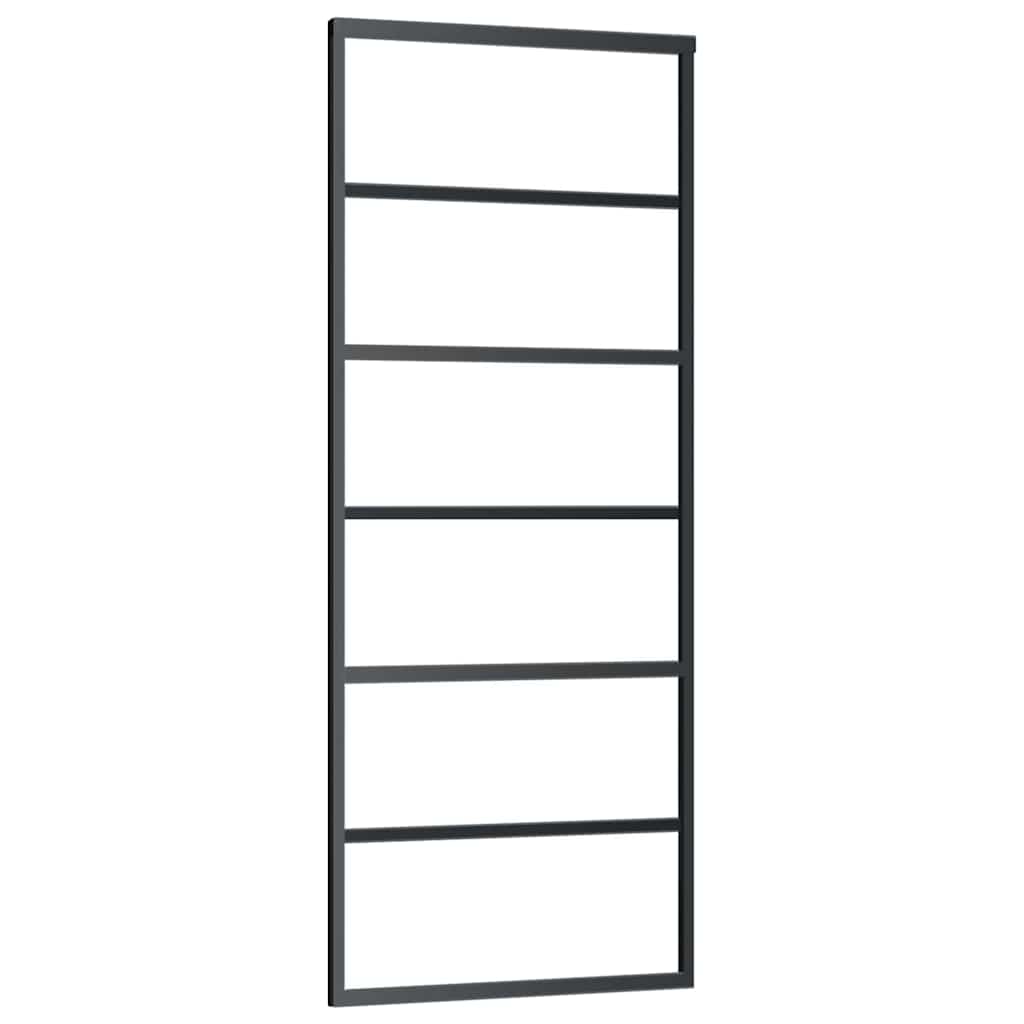 vidaXL Drzwi przesuwne z zestawem okuć czarne 76x205 cm ESG szkło