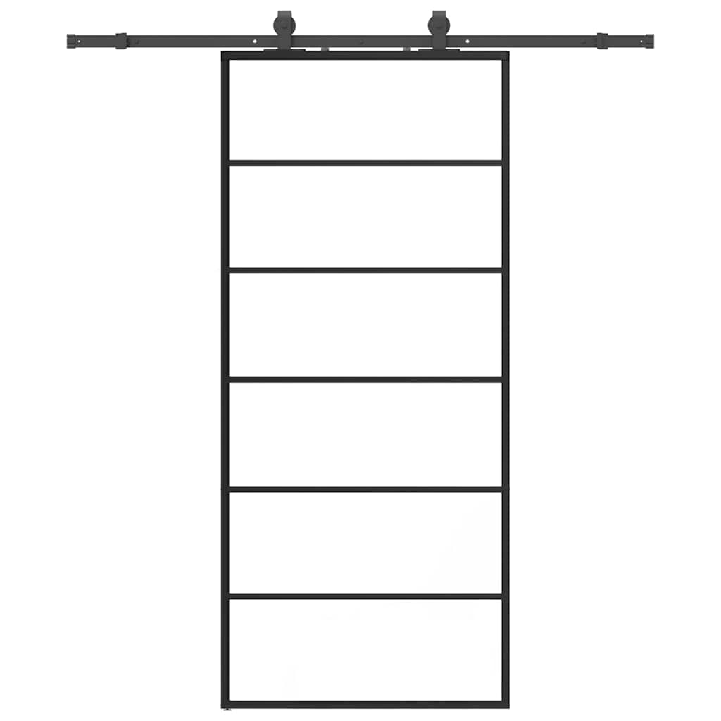 vidaXL Drzwi przesuwne z zestawem okuć czarne 90x205 cm ESG szkło