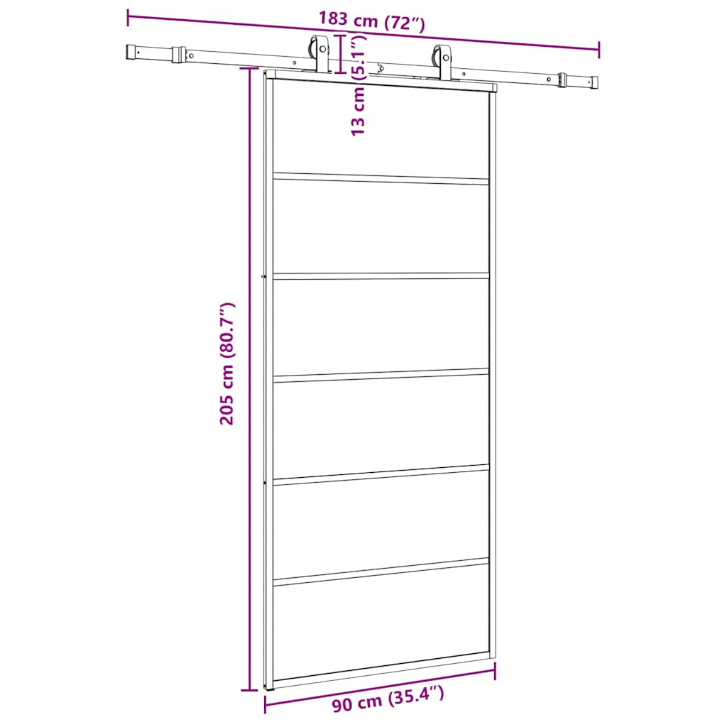 vidaXL Drzwi przesuwne z zestawem okuć czarne 90x205 cm ESG szkło