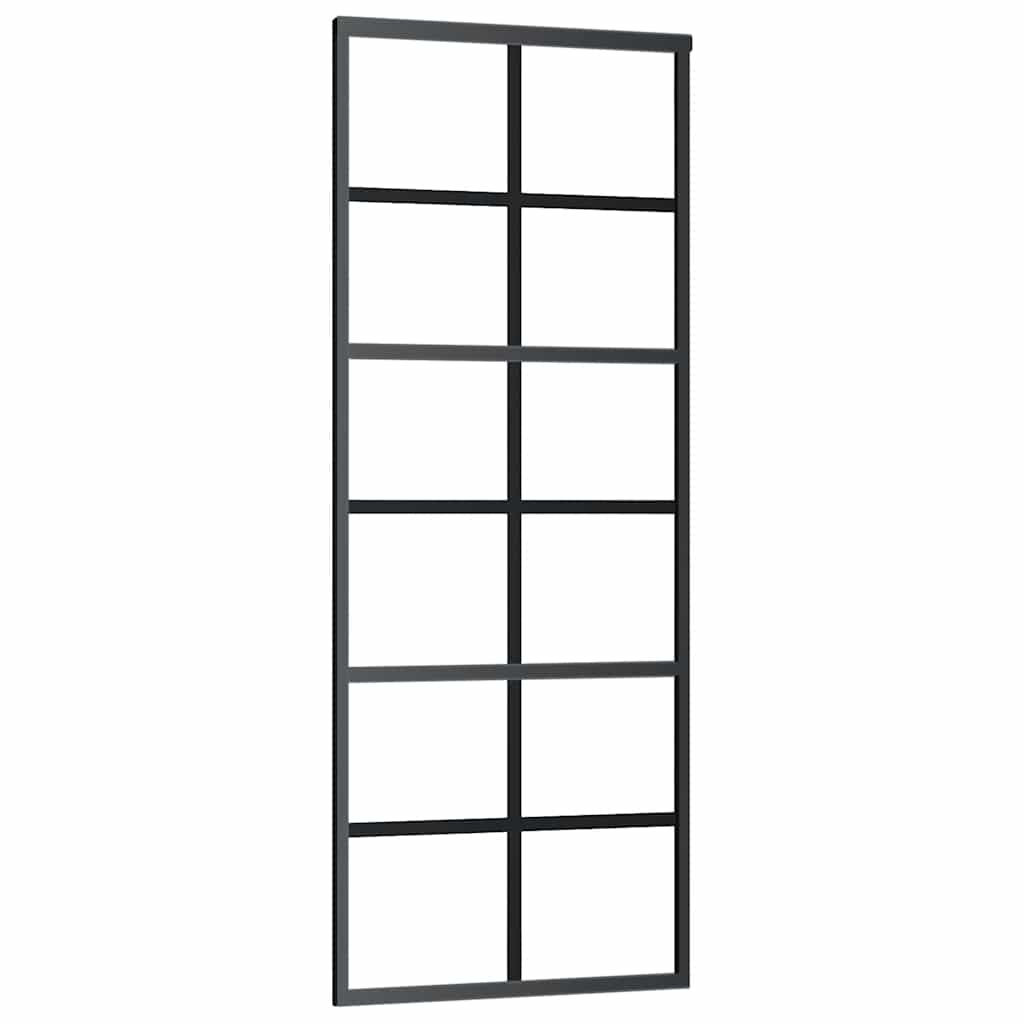 vidaXL Drzwi przesuwne z zestawem okuć czarne 76x205 cm ESG szkło