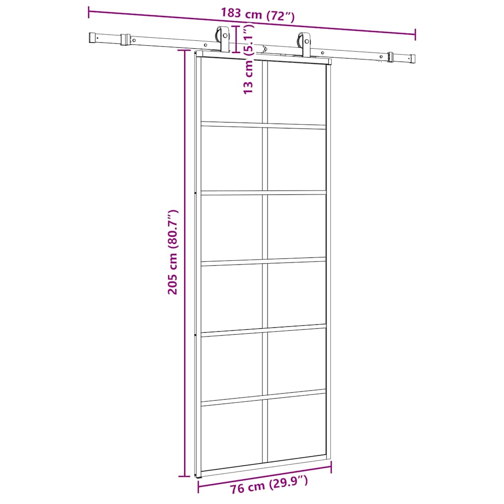 vidaXL Drzwi przesuwne z zestawem okuć czarne 76x205 cm ESG szkło
