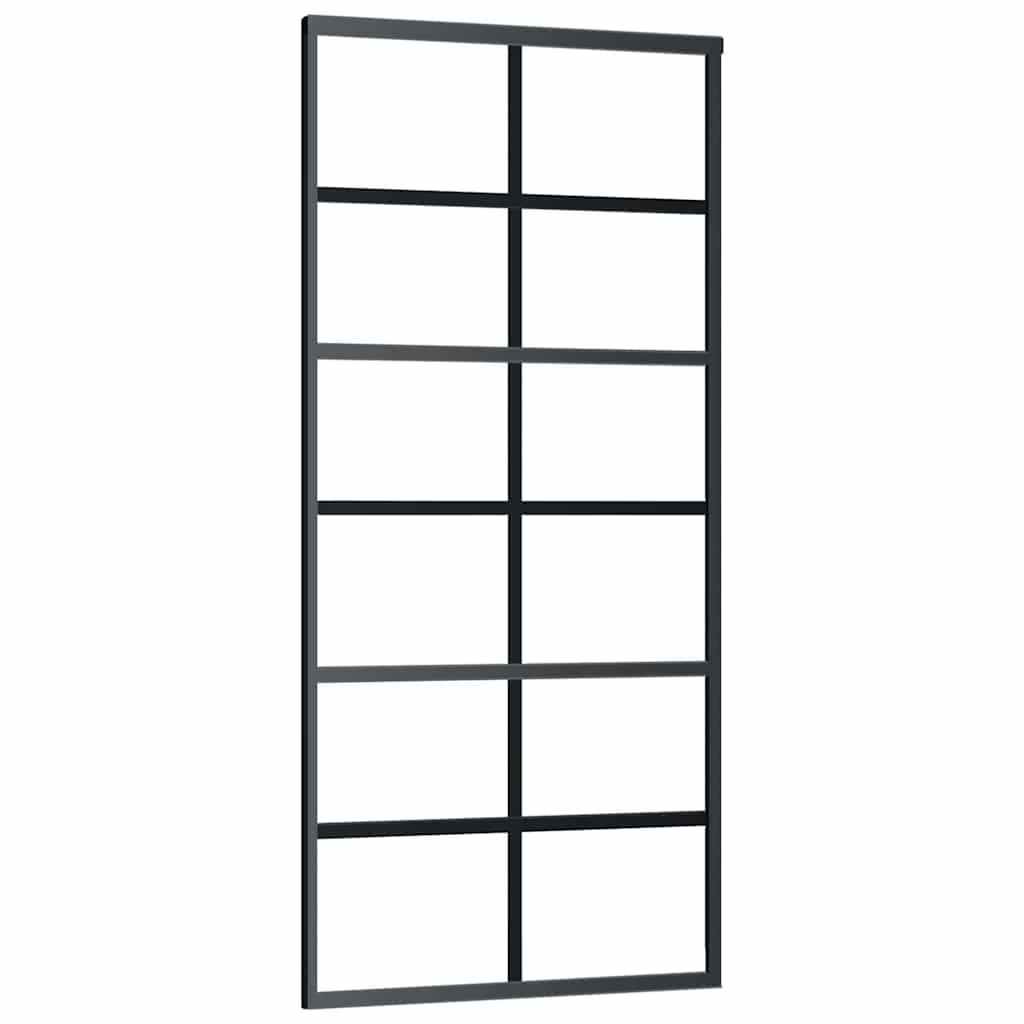 vidaXL Drzwi przesuwne z zestawem okuć czarne 90x205 cm ESG szkło