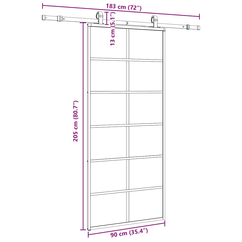 vidaXL Drzwi przesuwne z zestawem okuć czarne 90x205 cm ESG szkło