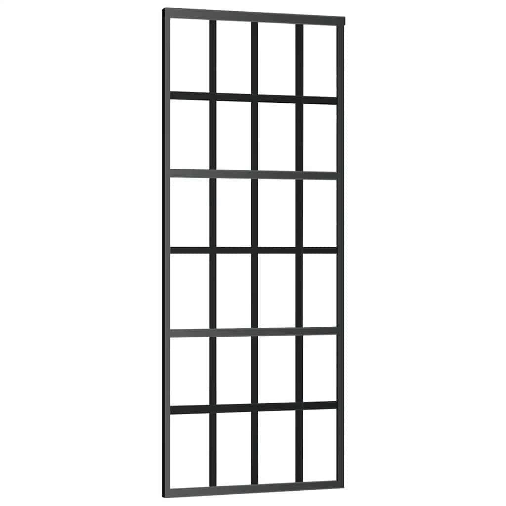 vidaXL Drzwi przesuwne z zestawem okuć czarne 76x205 cm ESG szkło