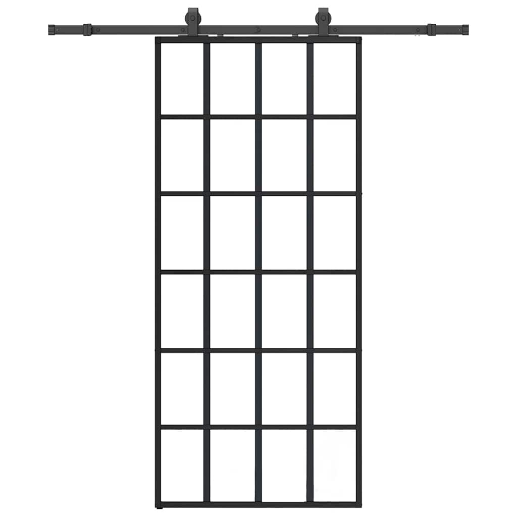 vidaXL Drzwi przesuwne z zestawem okuć czarne 90x205 cm ESG szkło