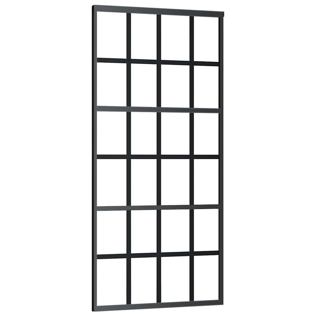 vidaXL Drzwi przesuwne z zestawem okuć czarne 90x205 cm ESG szkło