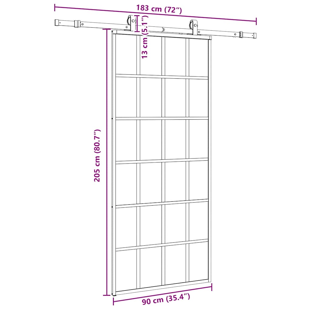 vidaXL Drzwi przesuwne z zestawem okuć czarne 90x205 cm ESG szkło