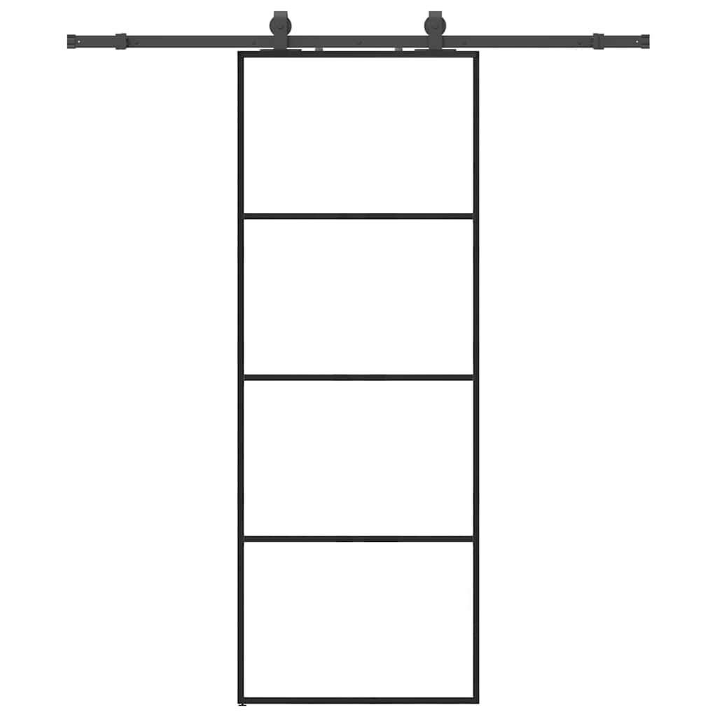 vidaXL Drzwi przesuwne z zestawem okuć czarne 76x205 cm ESG szkło