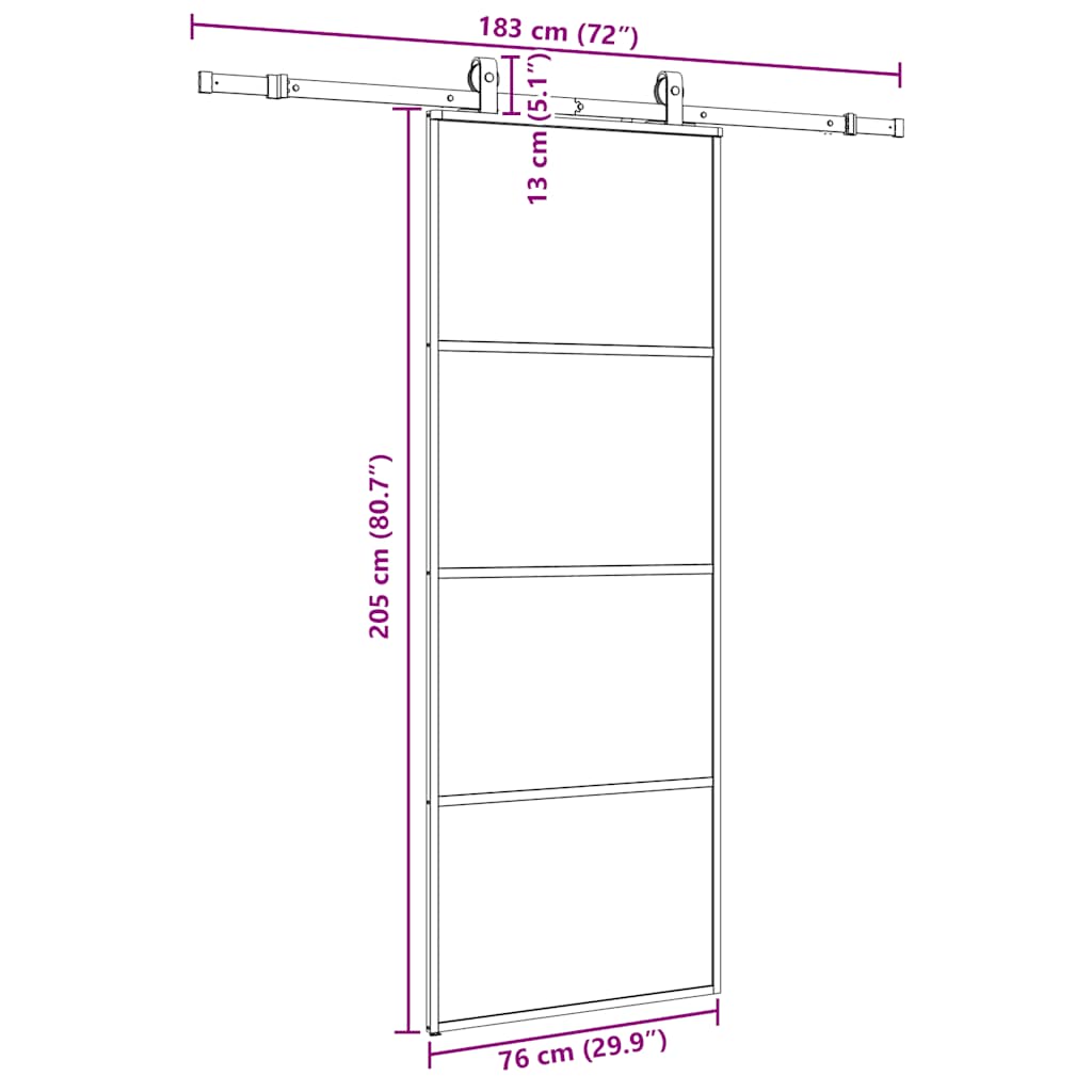 vidaXL Drzwi przesuwne z zestawem okuć czarne 76x205 cm ESG szkło
