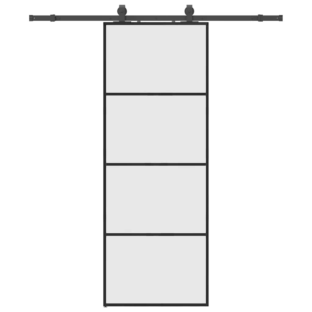 vidaXL Drzwi przesuwne z zestawem okuć czarne 76x205 cm ESG szkło