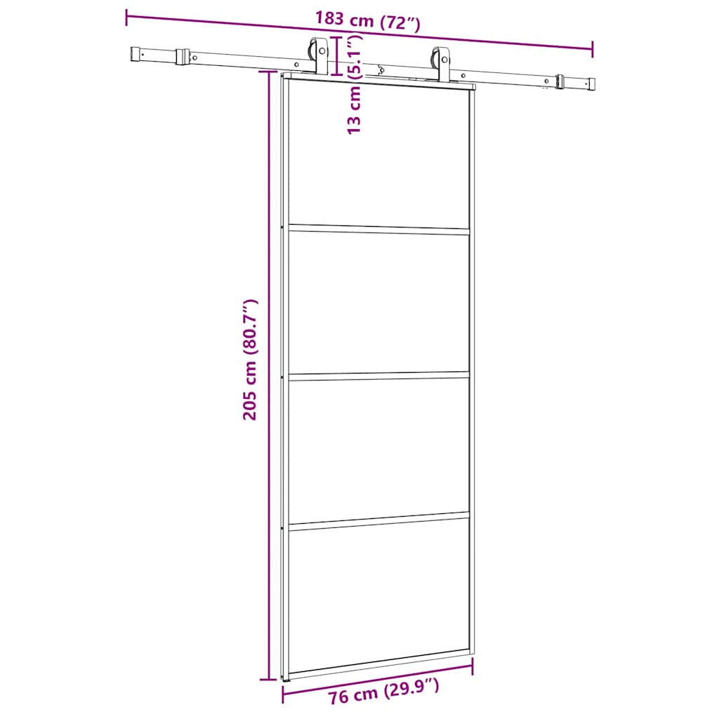 vidaXL Drzwi przesuwne z zestawem okuć czarne 76x205 cm ESG szkło