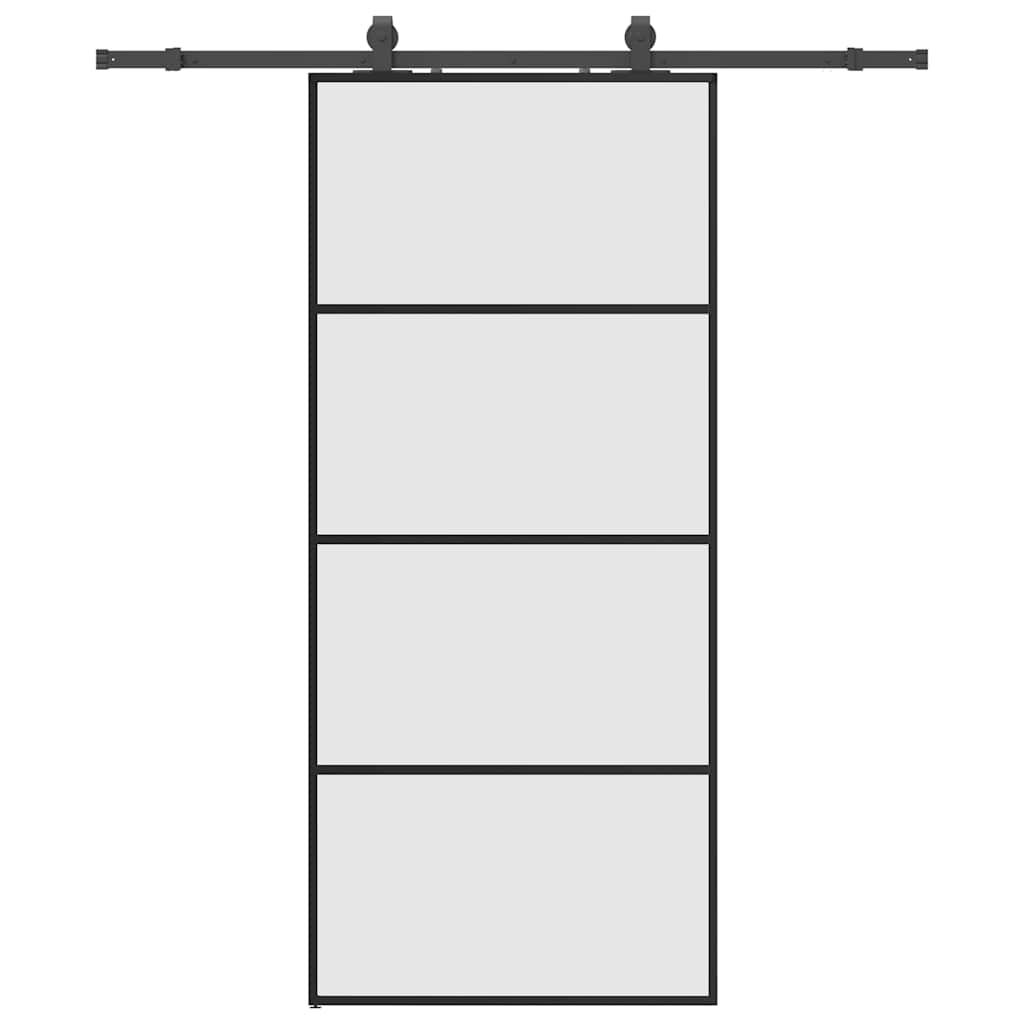 vidaXL Drzwi przesuwne z zestawem okuć czarne 90x205 cm ESG szkło