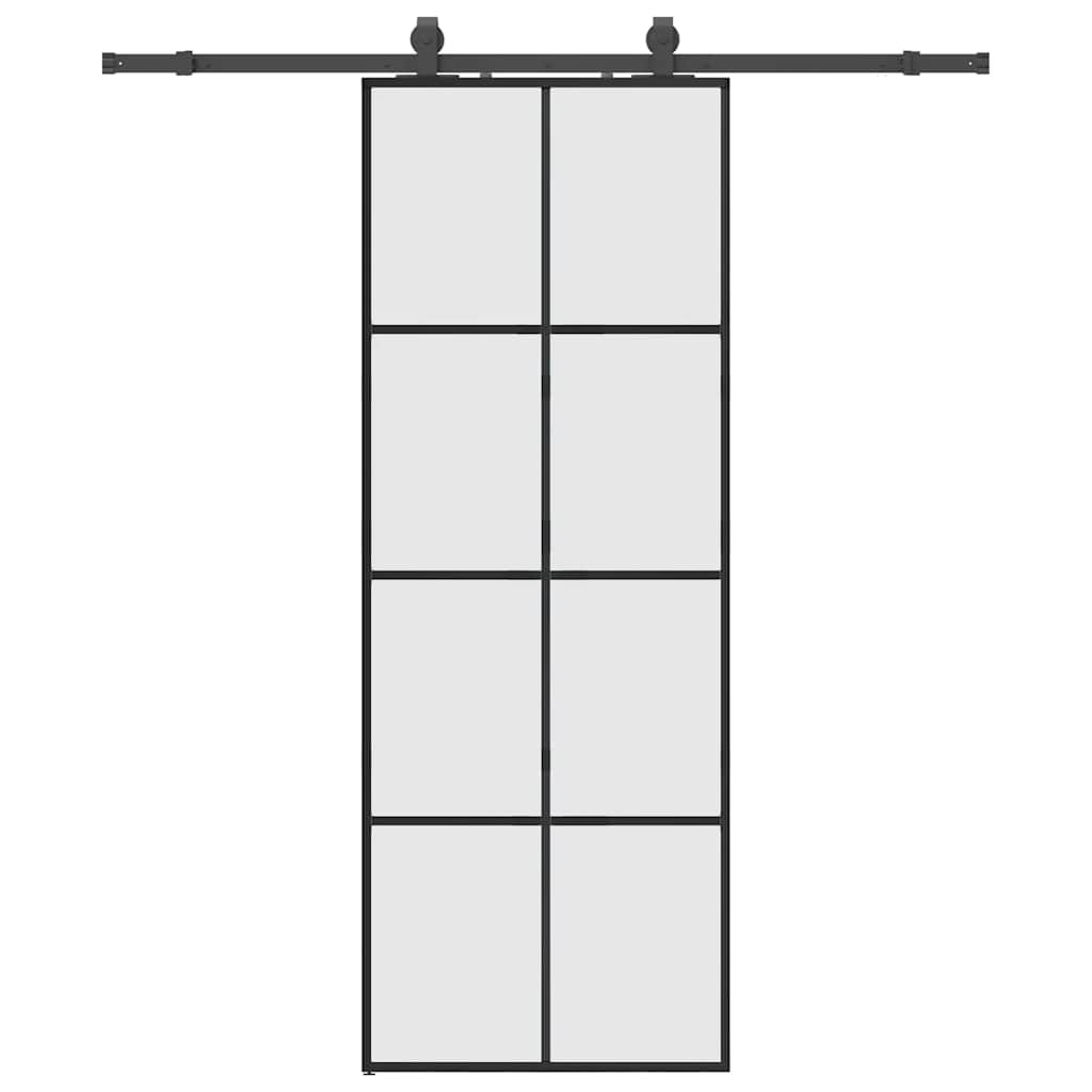 vidaXL Drzwi przesuwne z zestawem okuć czarne 76x205 cm ESG szkło