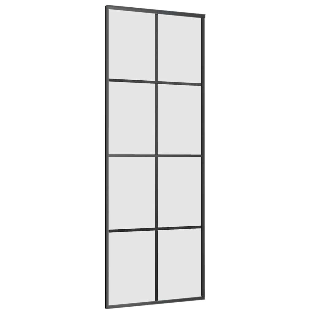 vidaXL Drzwi przesuwne z zestawem okuć czarne 76x205 cm ESG szkło