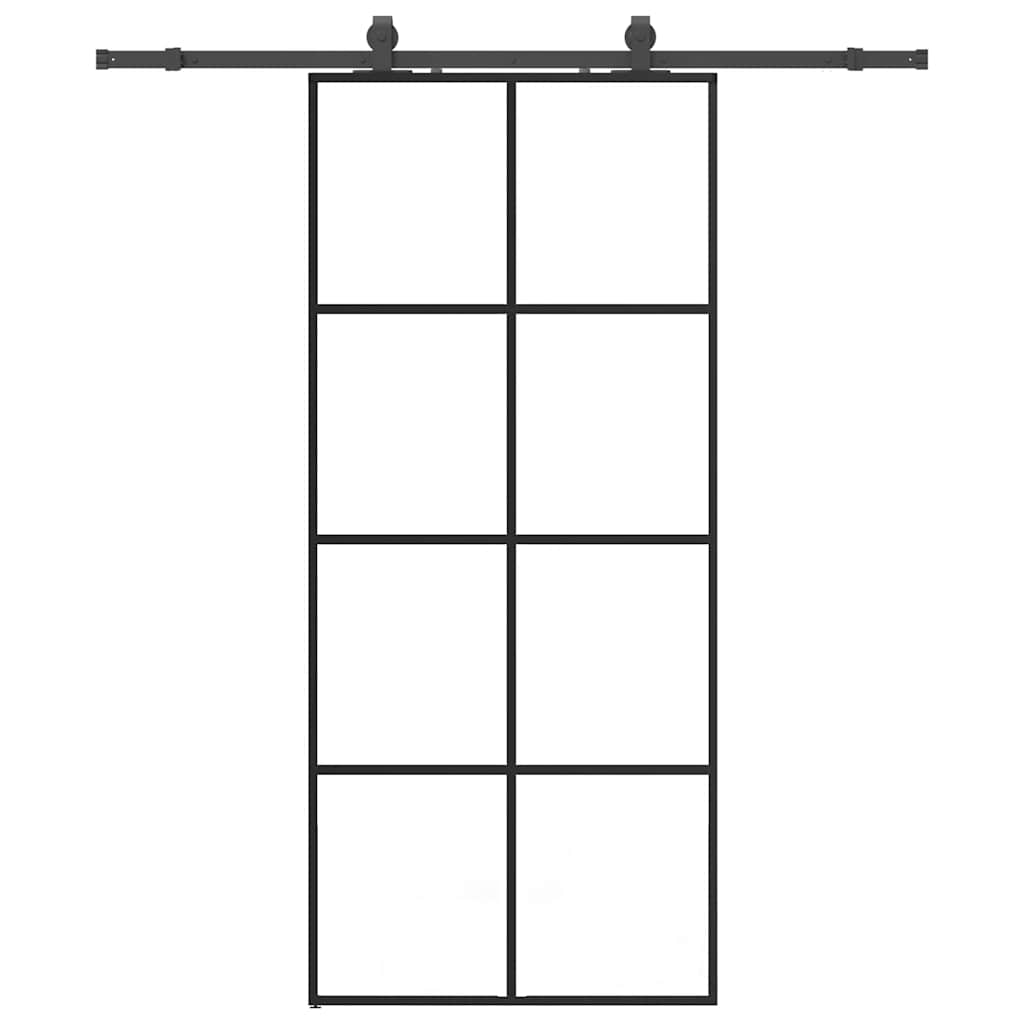 vidaXL Drzwi przesuwne z zestawem okuć czarne 90x205 cm ESG szkło