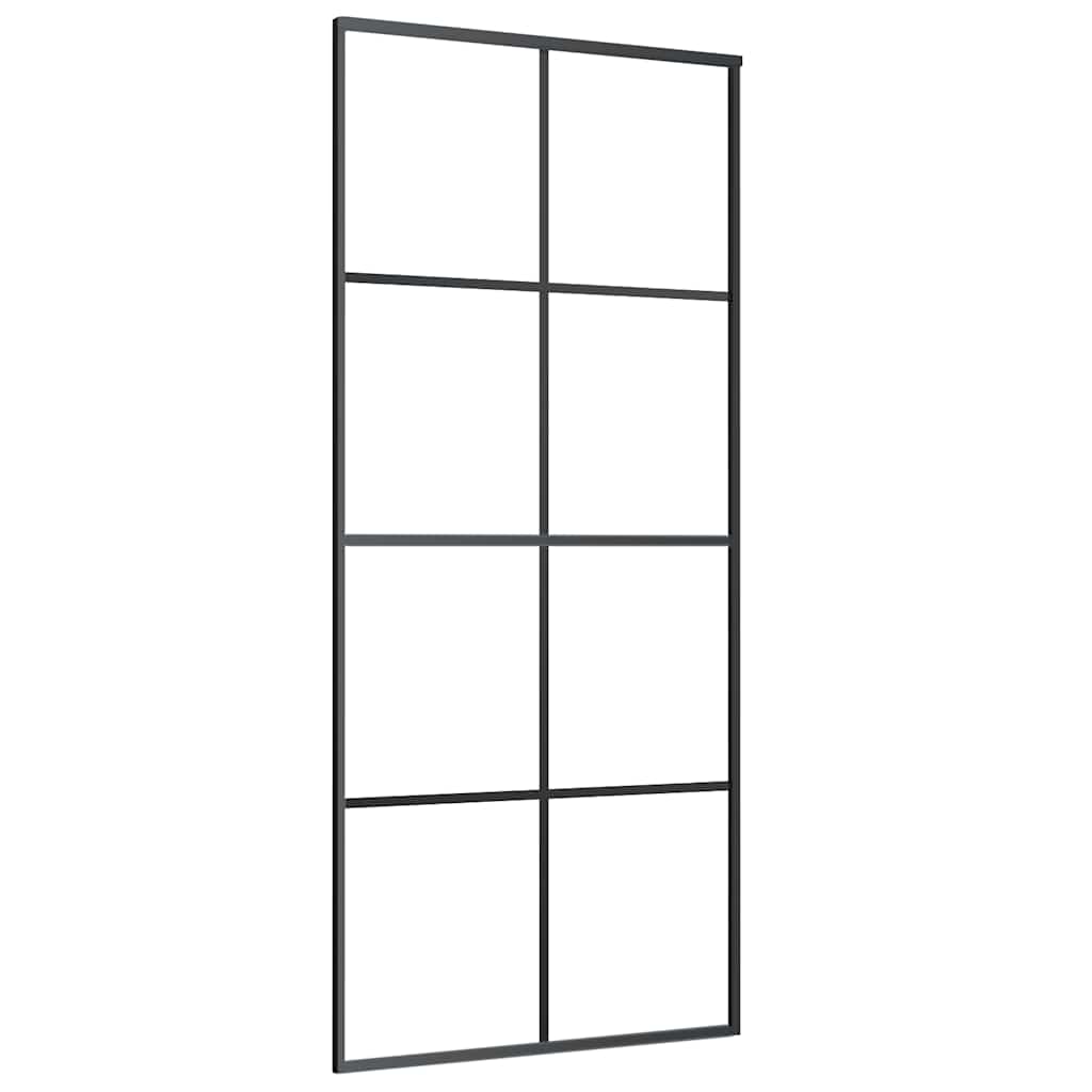 vidaXL Drzwi przesuwne z zestawem okuć czarne 90x205 cm ESG szkło