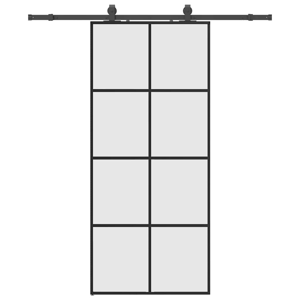 vidaXL Drzwi przesuwne z zestawem okuć czarne 90x205 cm ESG szkło