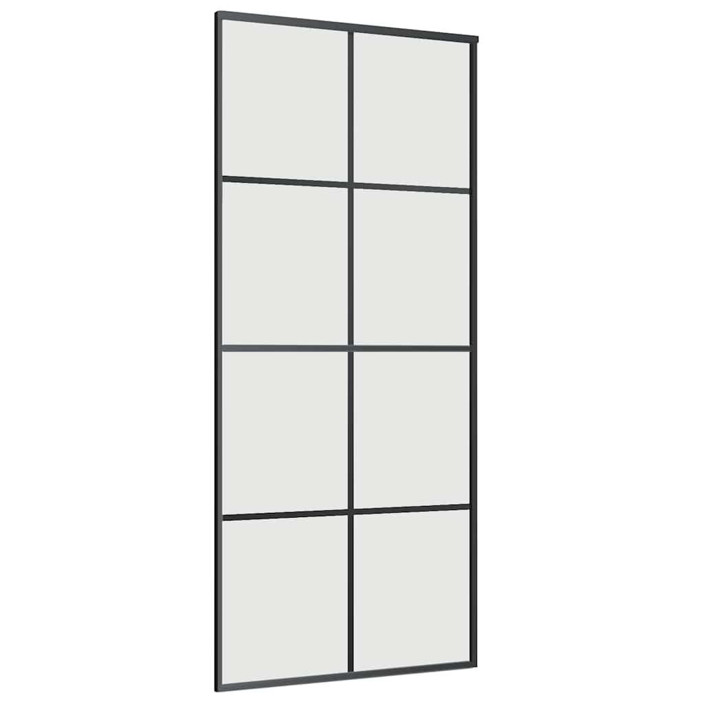 vidaXL Drzwi przesuwne z zestawem okuć czarne 90x205 cm ESG szkło