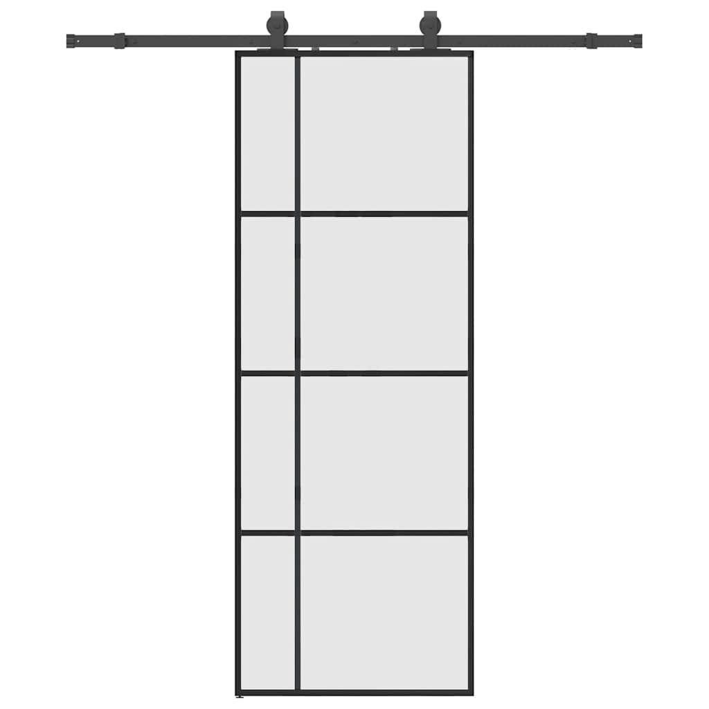 vidaXL Drzwi przesuwne z zestawem okuć czarne 76x205 cm ESG szkło