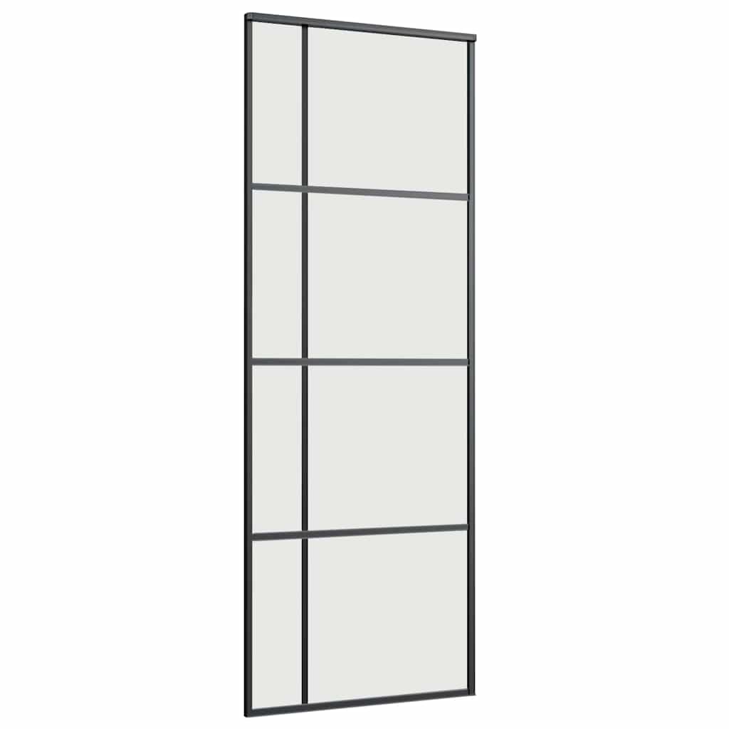 vidaXL Drzwi przesuwne z zestawem okuć czarne 76x205 cm ESG szkło