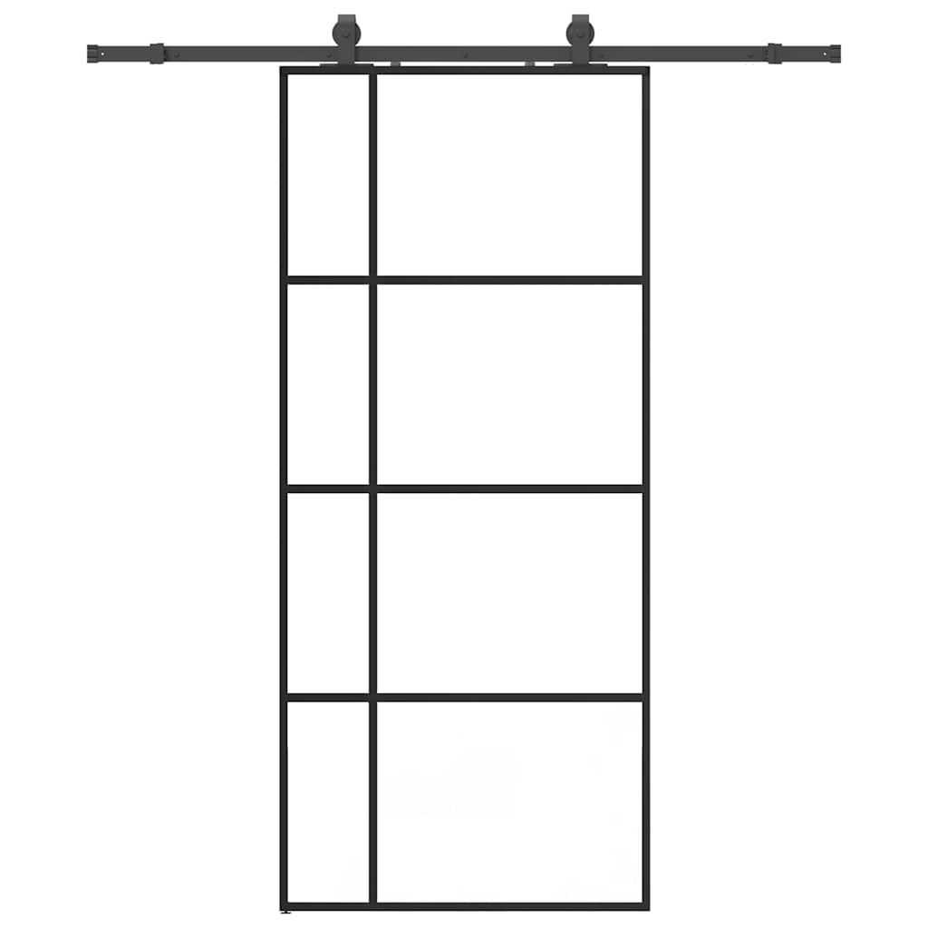vidaXL Drzwi przesuwne z zestawem okuć czarne 90x205 cm ESG szkło