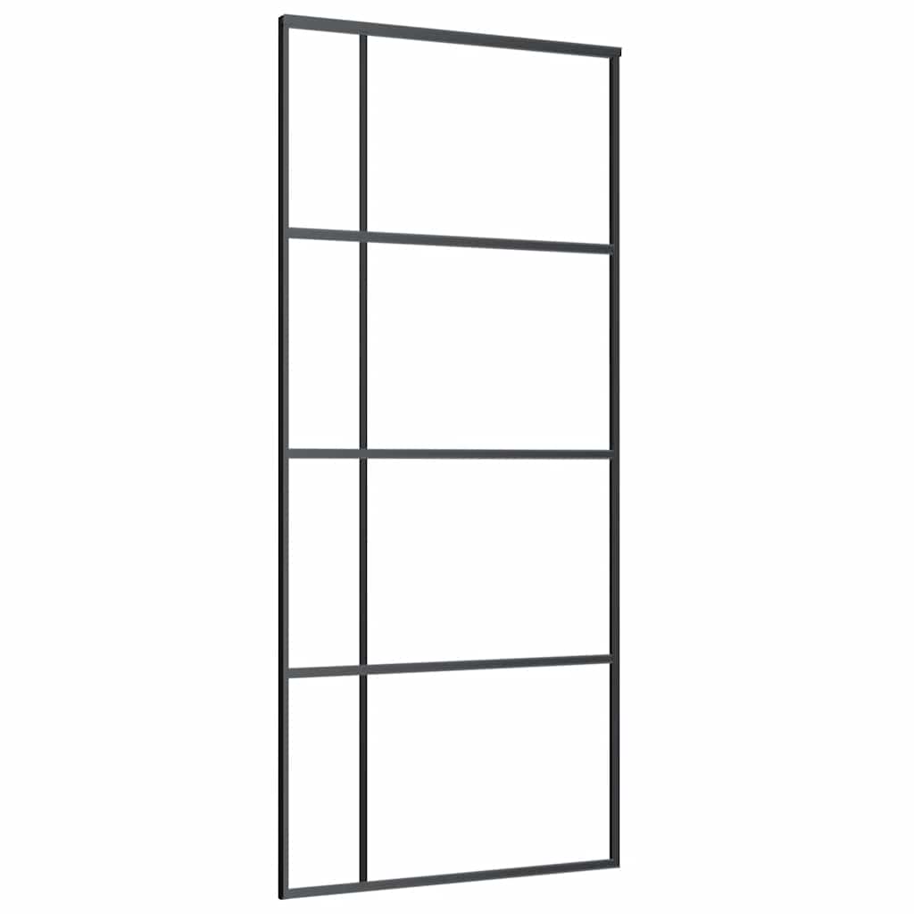 vidaXL Drzwi przesuwne z zestawem okuć czarne 90x205 cm ESG szkło
