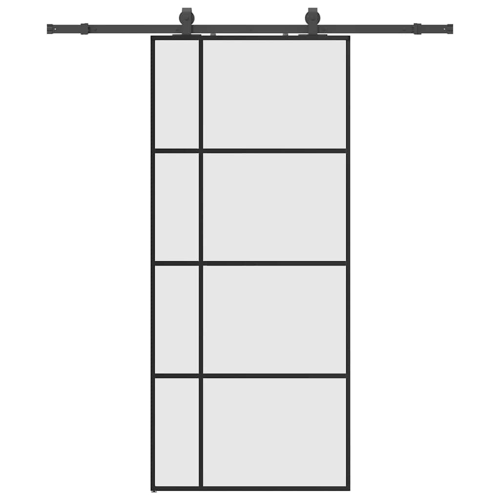 vidaXL Drzwi przesuwne z zestawem okuć czarne 90x205 cm ESG szkło