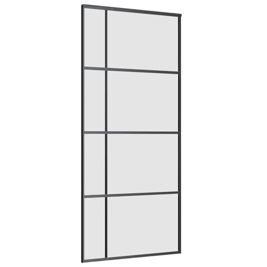 vidaXL Drzwi przesuwne z zestawem okuć czarne 90x205 cm ESG szkło