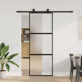 vidaXL Drzwi przesuwne z zestawem okuć czarne 76x205cm szkło hartowane