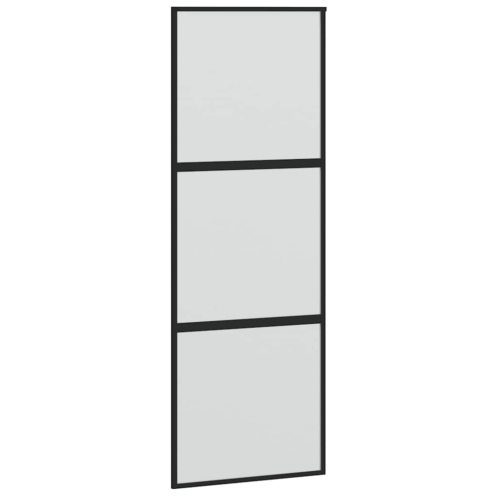 vidaXL Drzwi przesuwne z zestawem okuć czarne 90x205cm szkło hartowane