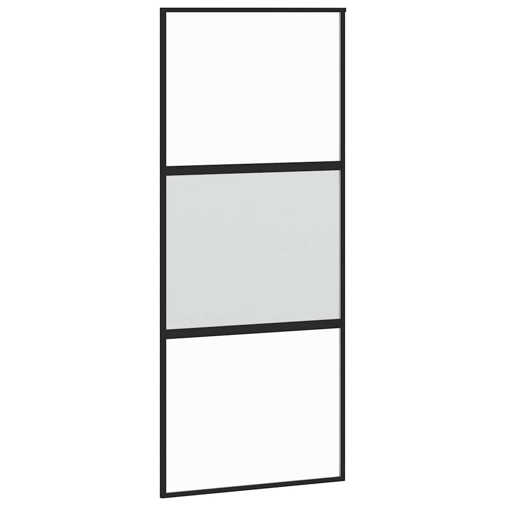 vidaXL Drzwi przesuwne z zestawem okuć czarne 90x205cm szkło hartowane