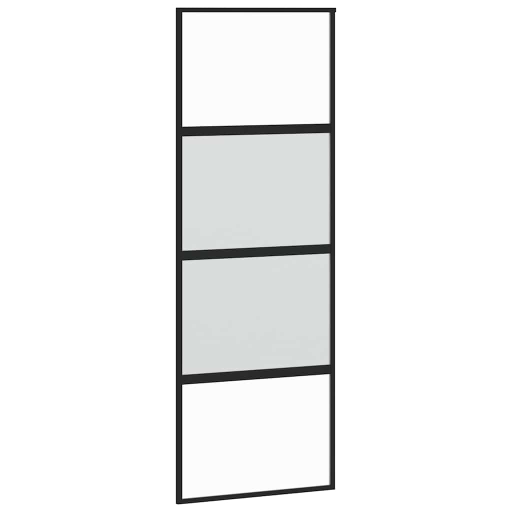vidaXL Drzwi przesuwne z zestawem okuć czarne 76x205cm szkło hartowane
