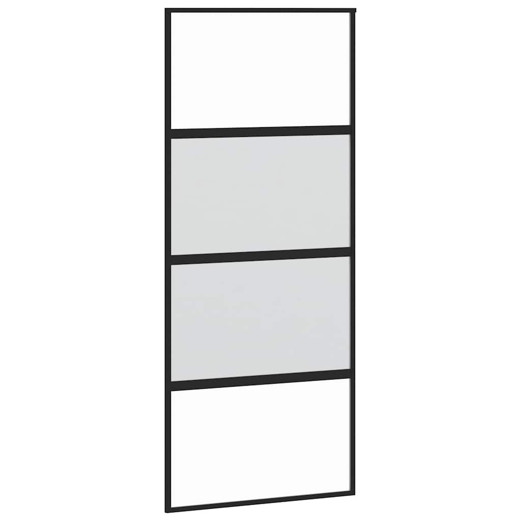vidaXL Drzwi przesuwne z zestawem okuć czarne 90x205cm szkło hartowane