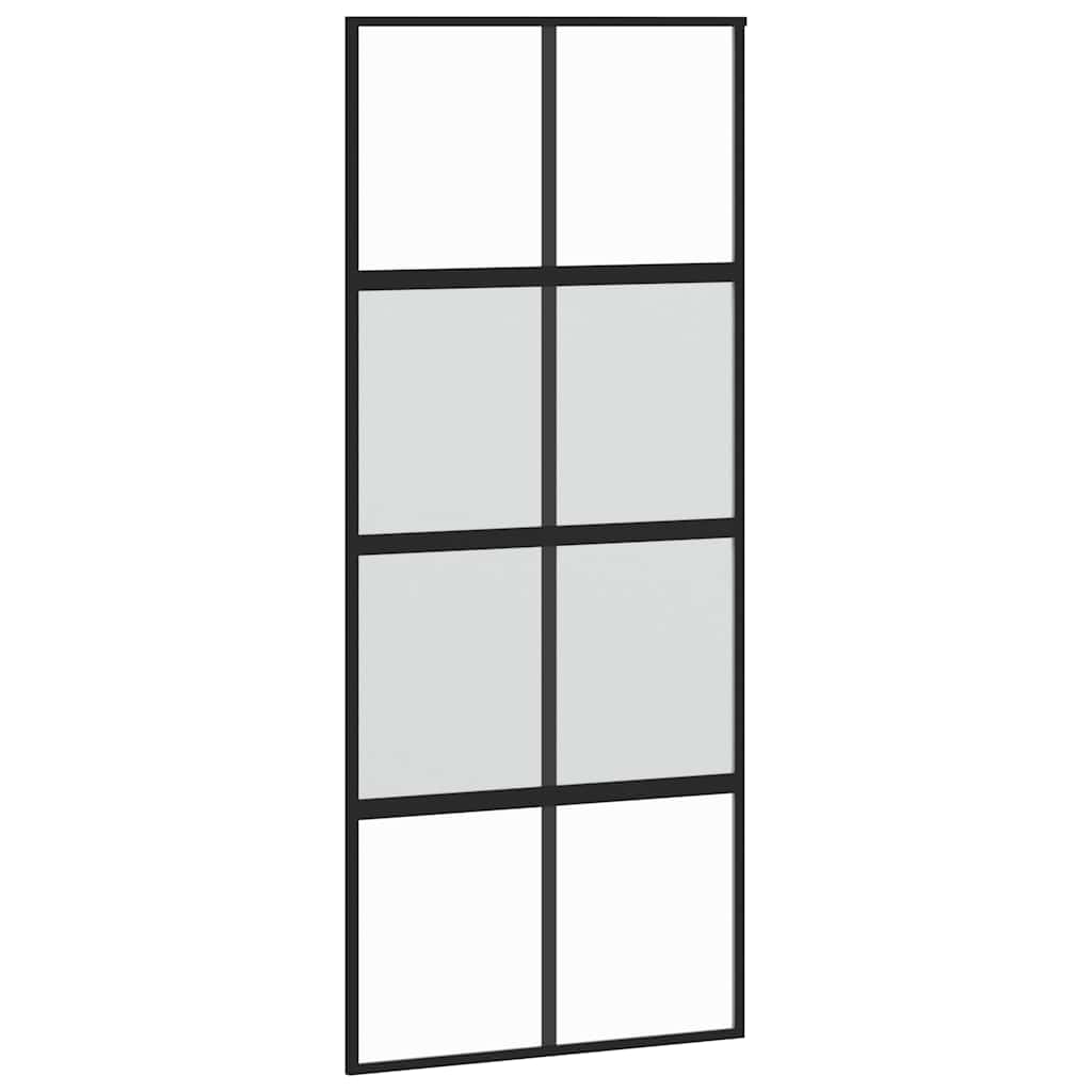 vidaXL Drzwi przesuwne z zestawem okuć czarne 90x205cm szkło hartowane