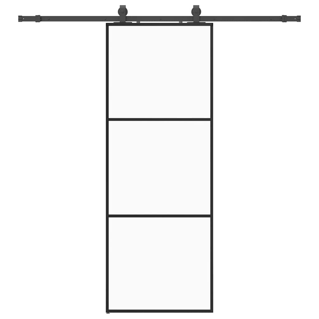 vidaXL Drzwi przesuwne z zestawem okuć czarne 76x205 cm ESG szkło