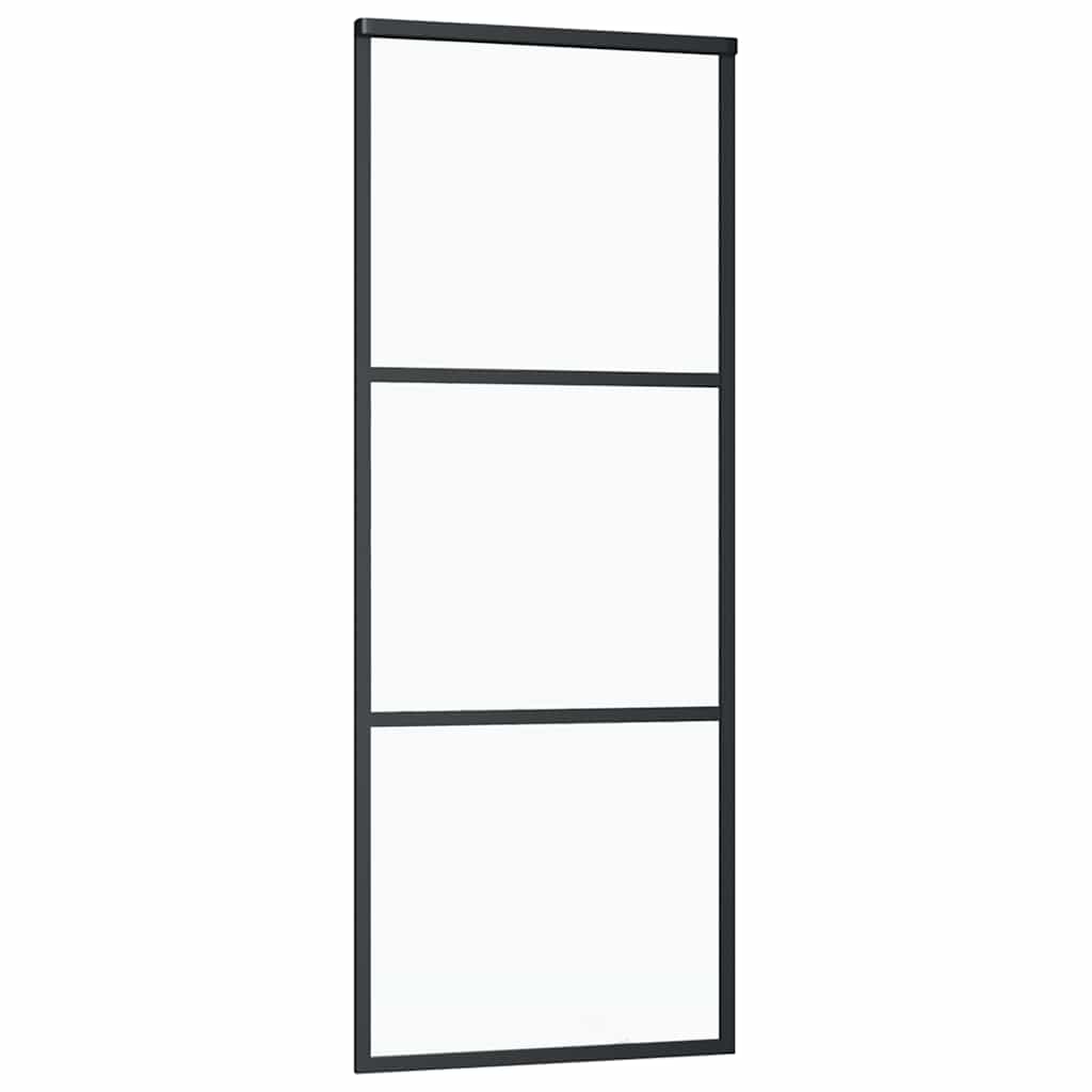 vidaXL Drzwi przesuwne z zestawem okuć czarne 76x205 cm ESG szkło