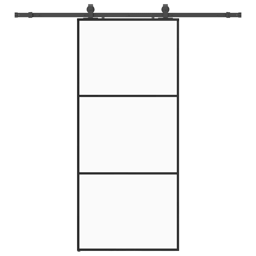 vidaXL Drzwi przesuwne z zestawem okuć czarne 90x205 cm ESG szkło