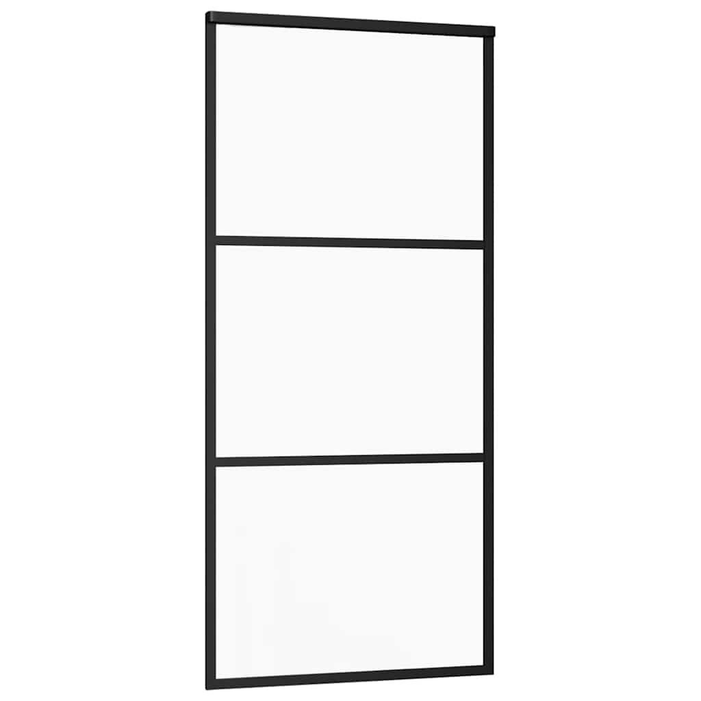 vidaXL Drzwi przesuwne z zestawem okuć czarne 90x205 cm ESG szkło