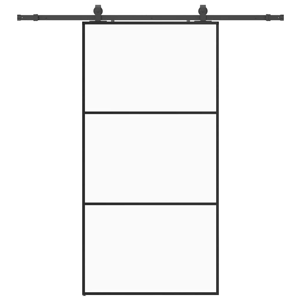 vidaXL Drzwi przesuwne z zestawem okuć czarne 102x205 cm ESG szkło