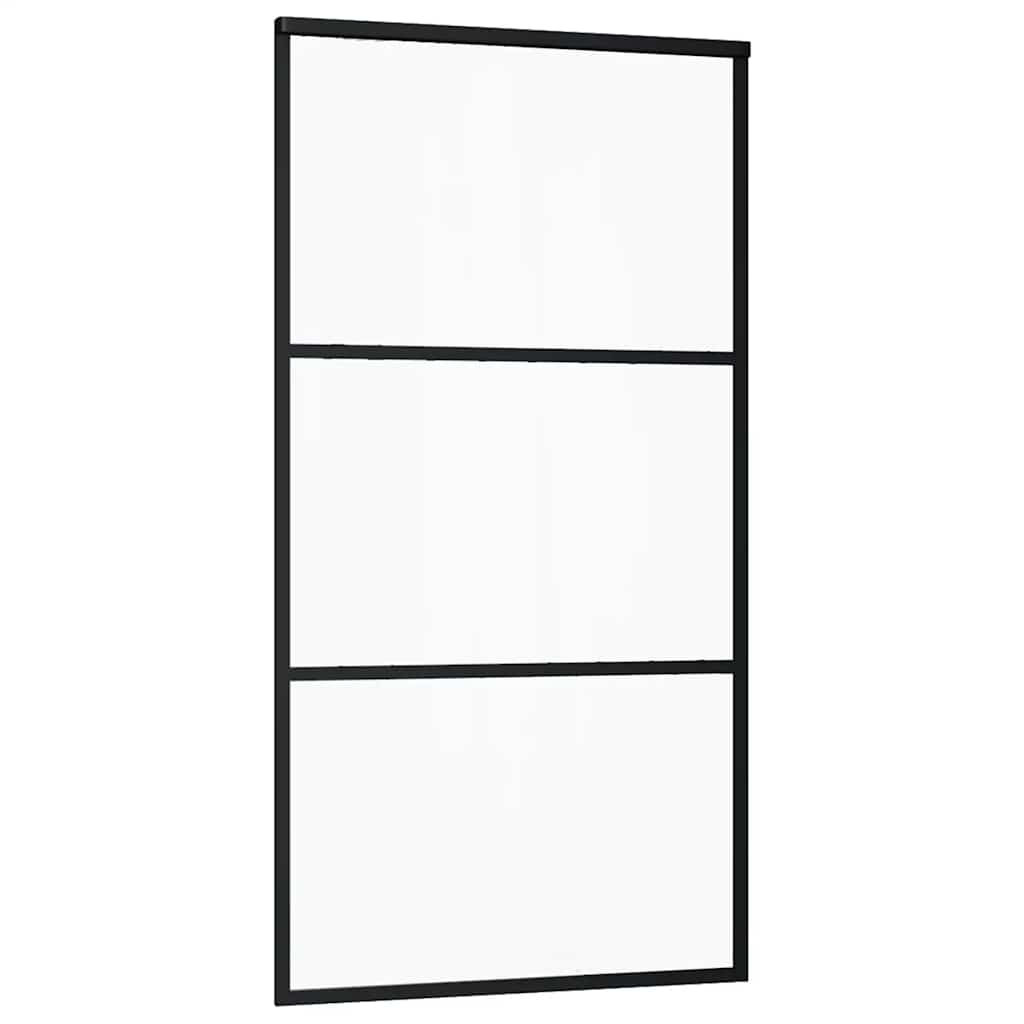 vidaXL Drzwi przesuwne z zestawem okuć czarne 102x205 cm ESG szkło