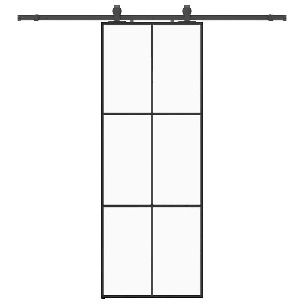 vidaXL Drzwi przesuwne z zestawem okuć czarne 76x205 cm ESG szkło