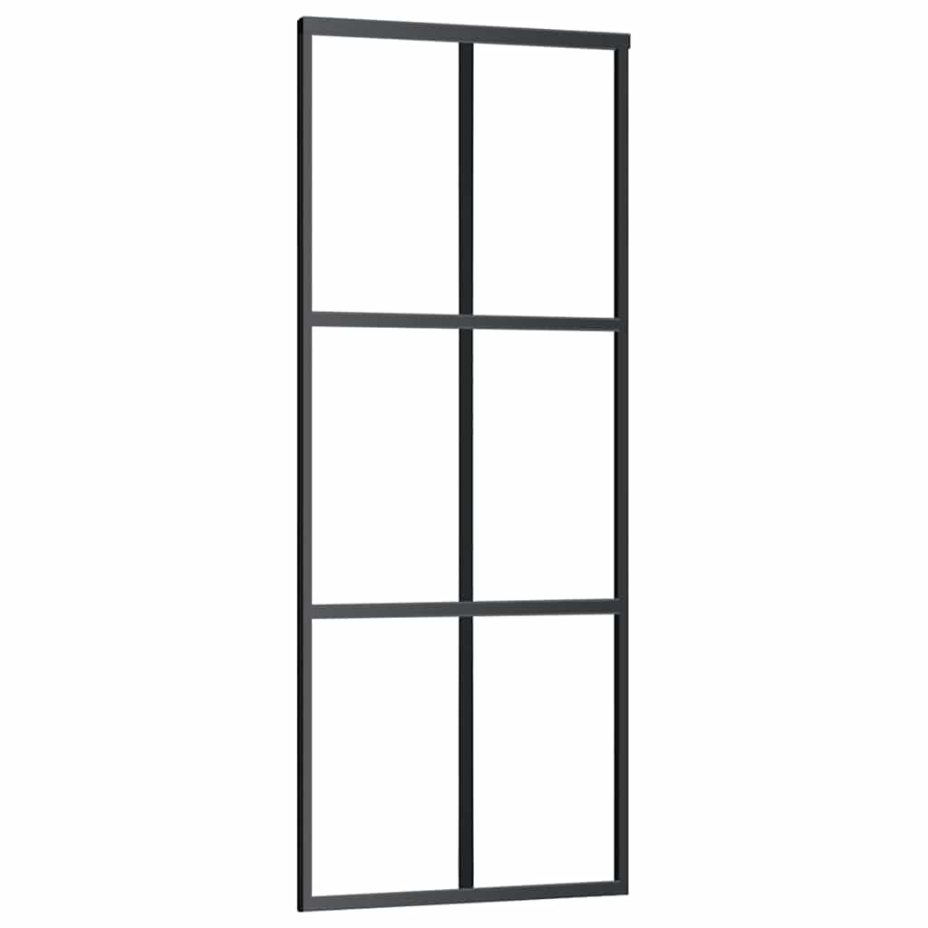 vidaXL Drzwi przesuwne z zestawem okuć czarne 76x205 cm ESG szkło