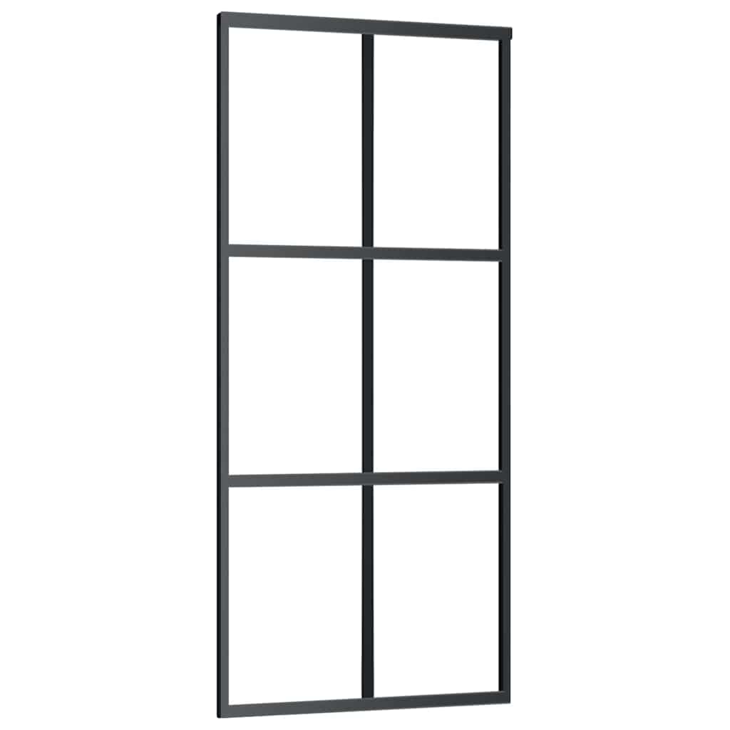 vidaXL Drzwi przesuwne z zestawem okuć czarne 90x205 cm ESG szkło