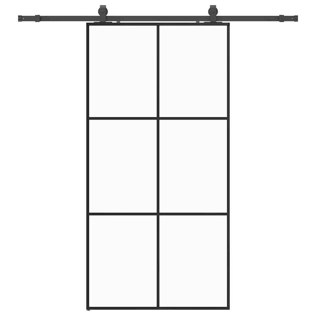 vidaXL Drzwi przesuwne z zestawem okuć czarne 102x205 cm ESG szkło