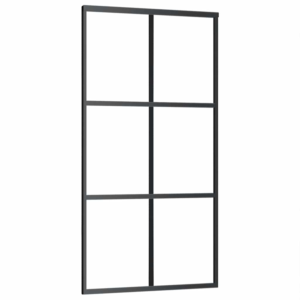 vidaXL Drzwi przesuwne z zestawem okuć czarne 102x205 cm ESG szkło