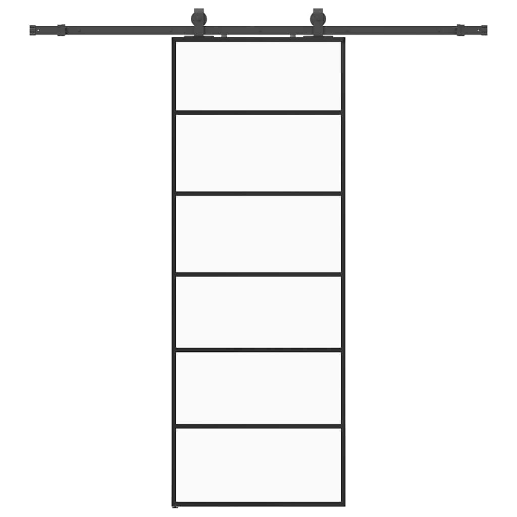 vidaXL Drzwi przesuwne z zestawem okuć czarne 76x205 cm ESG szkło