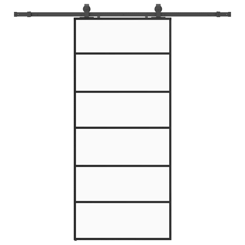 vidaXL Drzwi przesuwne z zestawem okuć czarne 90x205 cm ESG szkło